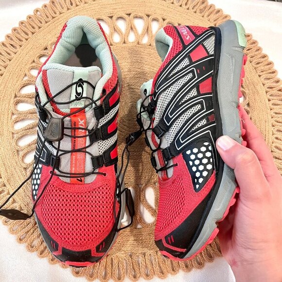 Salomon XR Mission 1 All Terrain Red Black Running Sneakers Men's Size 7 - Picture 1 of 9
